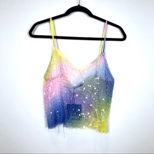 Zara Sequin Rainbow Crop Top